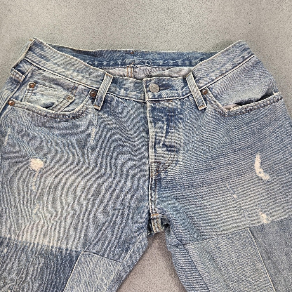 Levis 501 CT Jeans Womens Light Wash Tapered Patched Distressed Fits 27x27 - Picture 10 of 16